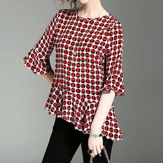 Dotted Elbow Sleeve Top