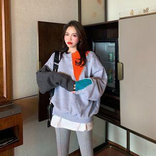 Paneled Sweatshirt As Shown In Figure - One Size