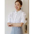 Sharp-shoulder Bow-cuff Blouse