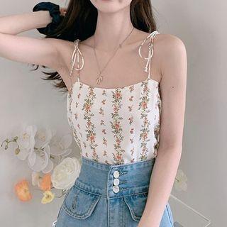 Floral Camisole Top Pink Floral - White - One Size