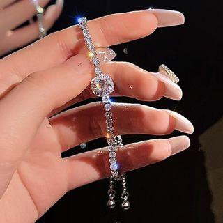 Rhinestone Fringed Bracelet Bracelet - Silver - One Size