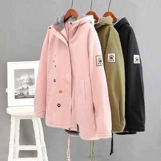 Paw Embroidered Hooded Zip Jacket