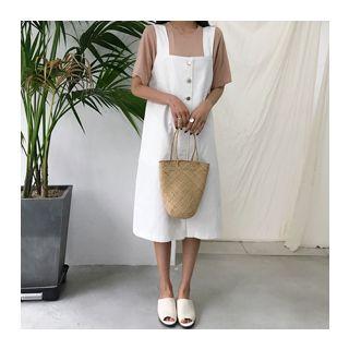 Button Accent Jumper Dress