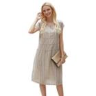 Striped Cap-sleeve Shift Dress