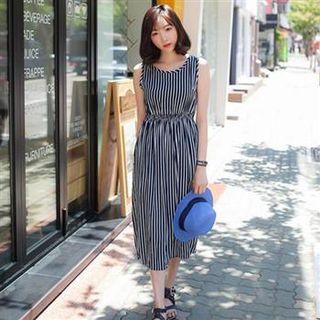 Sleeveless Striped Dress Multicolor - One Size