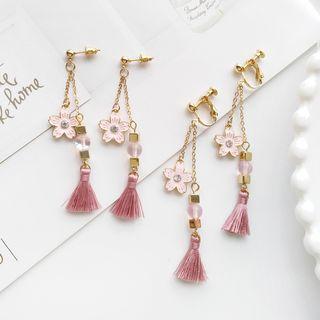 Alloy Sakura Tassel Dangle Earring