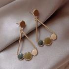 Geometric Drop Earring 1 Pair - Grayish & Green & Beige - One Size