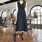 Flared Long Overall Wrap Dress
