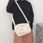 Coral Fleece Sheep Embroidered Crossbody Bag White - One Size