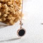 Stainless Steel Rhinestone Disc Pendant Necklace 1466 - Rose Gold - One Size