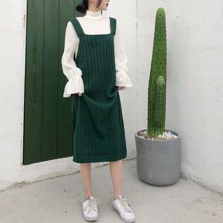 Ruffle Collar Blouse / Knit Jumper Dress