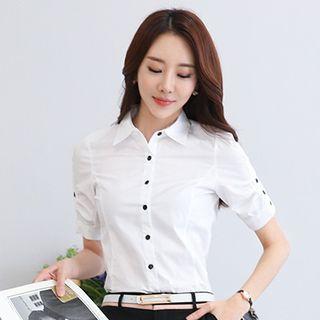 Button Detail Short-sleeve Dress Shirt