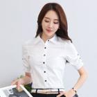 Button Detail Short-sleeve Dress Shirt