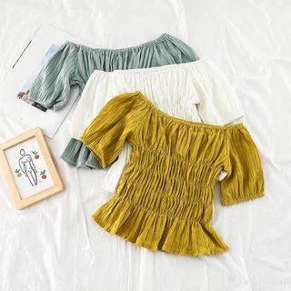 Short-sleeve Frill Trim Cropped Top