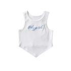 Letter Embroidered Asymmetrical Tank Top