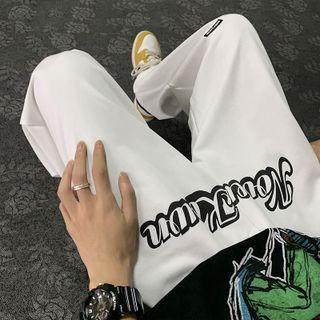 Lettering Print Straight Leg Sweatpants