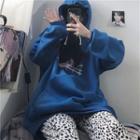 Printed Hoodie Sapphire Blue - One Size