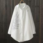 Leaf Embroidered Shirt White - One Size