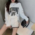 Cutout Loose-fit Printed Top / Contrasted Wide-leg Sweatshorts