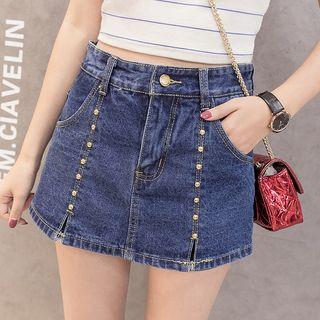 Studded Denim Skirt