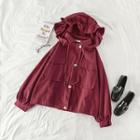 Ruffle Loose-fit Hooded Jacket