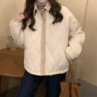 Collared Argyle Padded Coat