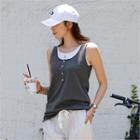 Button-front Layered Tank Top