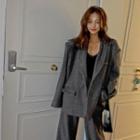 Single-breasted Oversized Knit Blazer Charcoal Gray - One Size