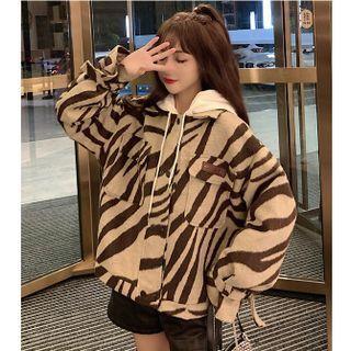 Retro Zebra Jacket Cardigan Khaki - One Size