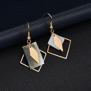 Geometric Shell Drop Earrings Gold - One Size