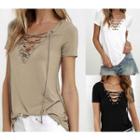 Lace Up Front Short Sleeve T-shirt