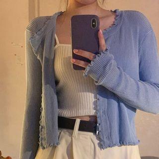 Ruffle Cardigan / Knit Suspender