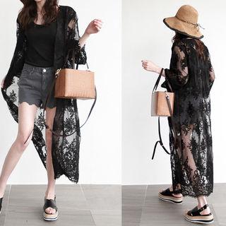 Sheer Lace Long Robe Cardigan