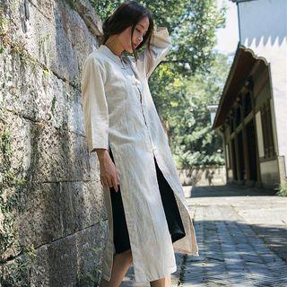 Long-sleeve Slit Hem Long Top