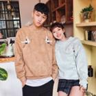 Couple Matching Cranes Embroidered Pullover