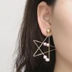 Faux Pearl Star Drop Earring 0601 - Star - Gold & White - One Size