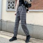 Plaid Cargo Straight-cut Pants