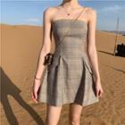 Plaid Strapless A-line Dress