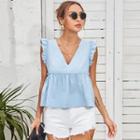 Sleeveless Frill Trim Cropped Blouse