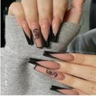 Dragon Print Faux Nail Tips W025 - Black - One Size