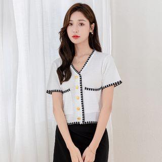 Embroidery Trim Short Sleeve T-shirt