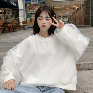 Mesh Panel Oversize Pullover