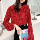 Long-sleeve Peter Pan Collar Heart Print Shirt