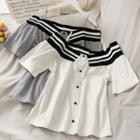 Off-shoulder Striped Loose Shirt