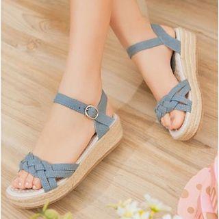 Ankle Strap Denim Platform Sandals