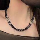 Chunky Chain Alloy Necklace Necklace - Silver & Black - One Size
