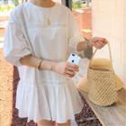 Puff-sleeve Tiered Mini A-line Dress