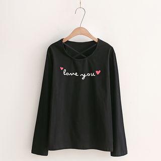 Cross Front Lettering Long-sleeve T-shirt