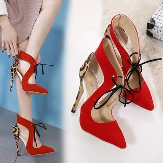 Pointy Toe Cutout Panel High Heel Sandals