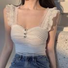 Frill Trim Lace Camisole Top White - One Size